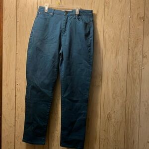 Soft Surroundings Brand Jeans in a dark aqua blue.
